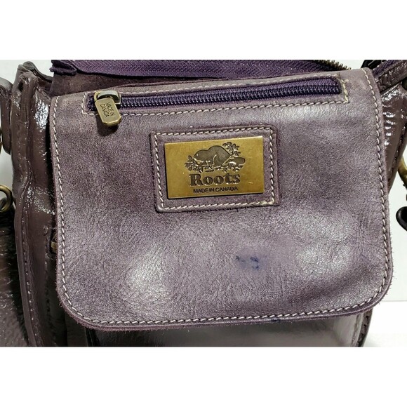 Roots Canada Leather Crossbody 8" Brown Vintage Repainted Adjustable Strap Bag - Picture 7 of 16